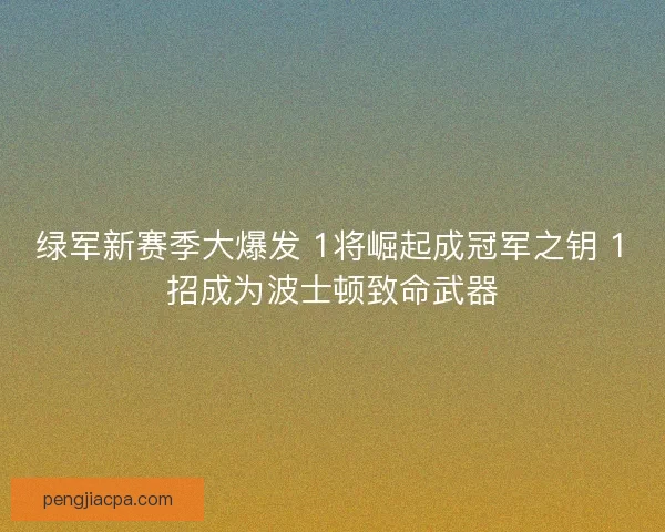 绿军新赛季大爆发 1将崛起成冠军之钥 1招成为波士顿致命武器