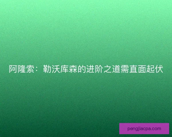 阿隆索：勒沃库森的进阶之道需直面起伏