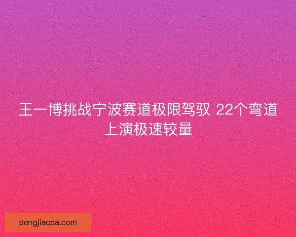王一博挑战宁波赛道极限驾驭 22个弯道上演极速较量